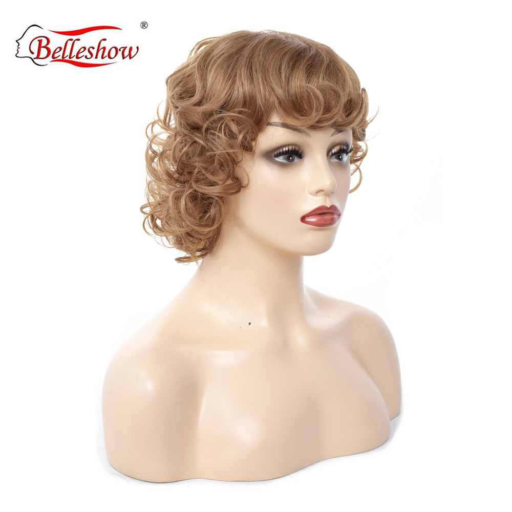 Hot sell  wholesale short hair cheap women brown Curly wig for young girl wigs