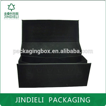 black folded leather paper packaging gift box