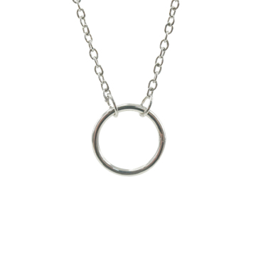 Sterling Silver Shiny Circle Pendant Necklace