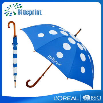 Dots Printing Wooden Handle Wooden Stick Umbrella