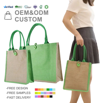 Women's Casual Linen Burlap Shoulder Bag for Shopping Tout En Jute