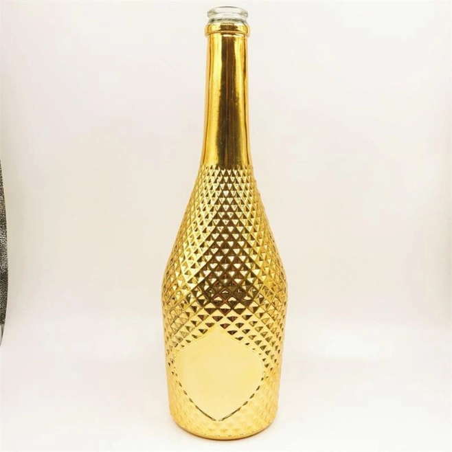 Manufacturer Customized 750ml Champagne Bottle, Electroplated Champagne Glass Bottle