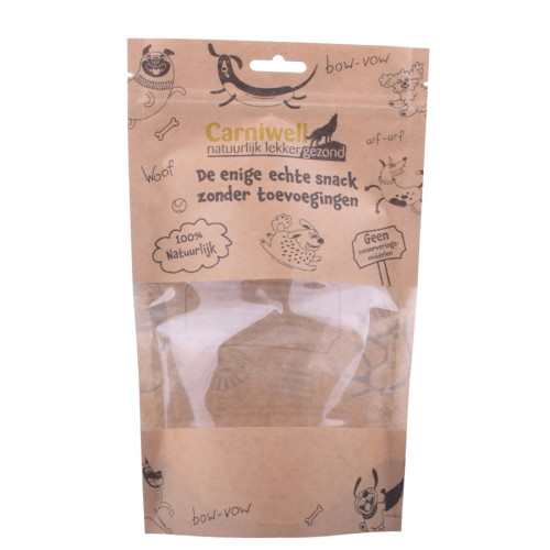 Bolsa de comida para mascotas Kraft compostable con ventana