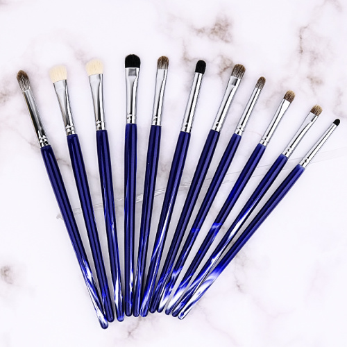 2022 Nouveau design en gros 11pcs Broussages de maquillage de couleur bleue Set OEM ODM