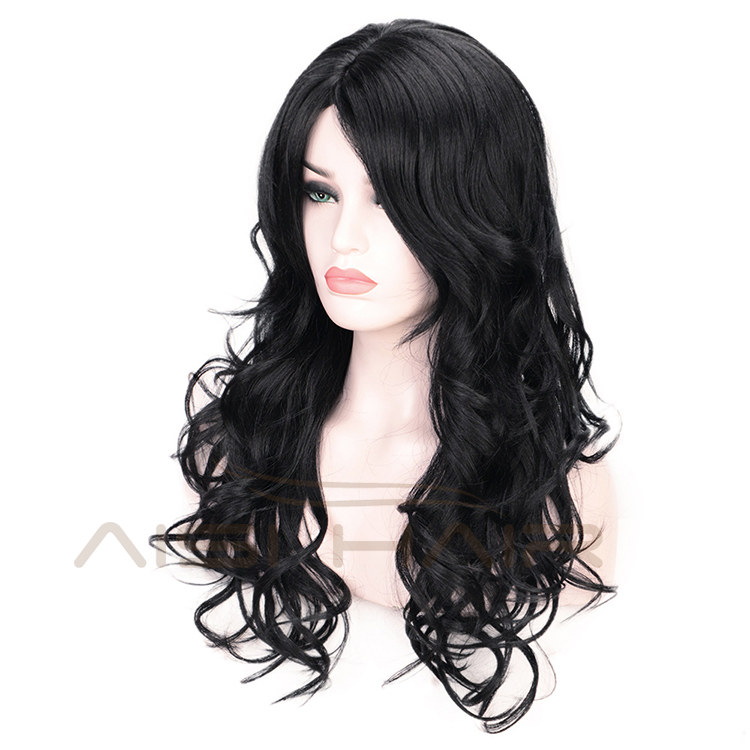 Black Body Wave Fiber Hair Wig Fashion Synthetic Wig Heat Resistant Long Wavy For Party Cosplay Women Wigs