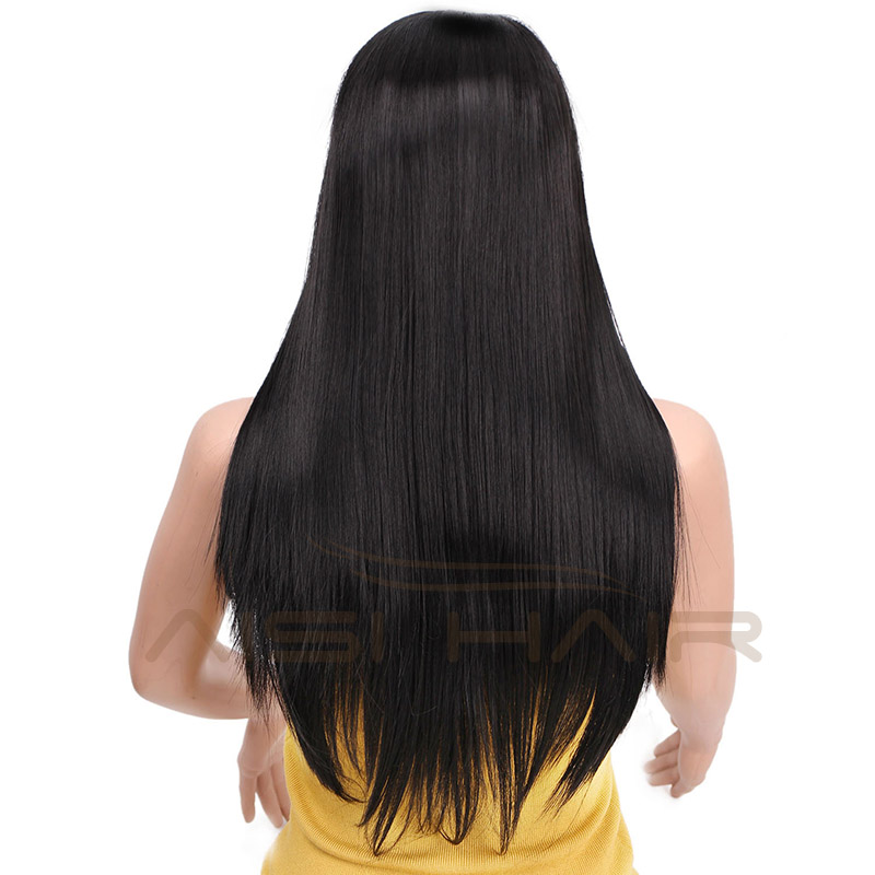 Aisi Hair Top Quality Natural Black Long Straight Synthetic Lace Front Wigs With Baby Hair For Black Women
