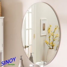 Round frameless polished edge bathroom wall mirror