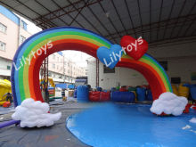 Nylon Pvc Rainbow Inflatable Advertising Rentals With Double Quadruple Stitched