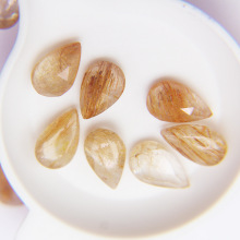 Natural Pear Shaped Rose Cut Golden Rutilated Crystal