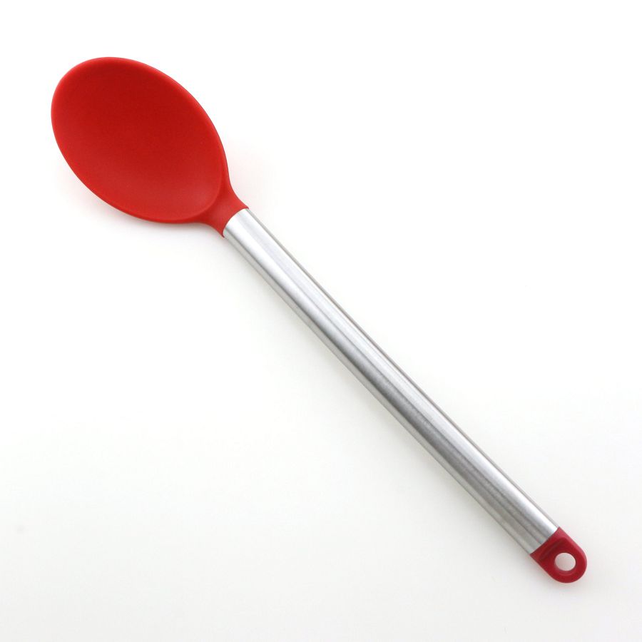 Nonstick Stainless Steel Handle Silicone Solid Spoon