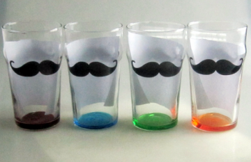 glass cup Pilsner Flute with mustache