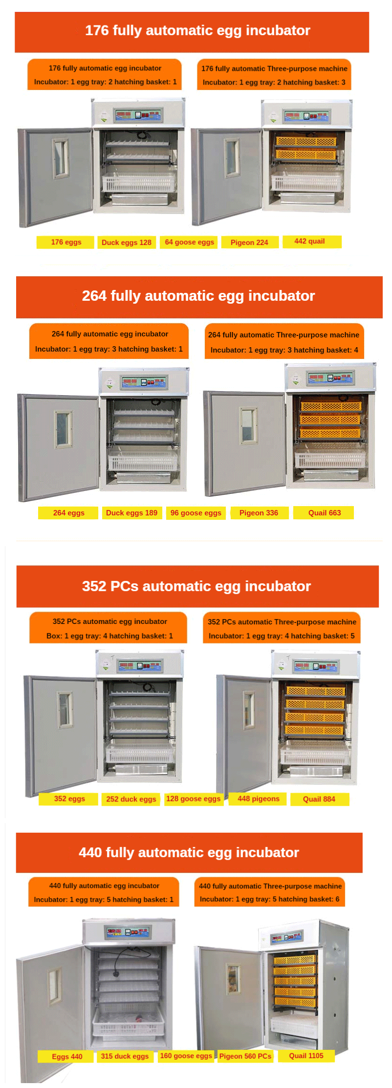 Full-automatic large-scale incubator home using incubator egg hatchery machine with small scale egg hatchery machine