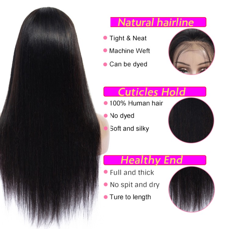 Grade 10A silky straight full lace wig with baby hair 10-28 inches 100% unprocessed raw Indian virgin hair wigs