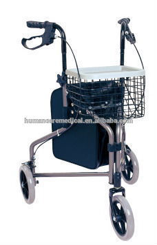 Aluminum folding 3 wheel delta walker rollator