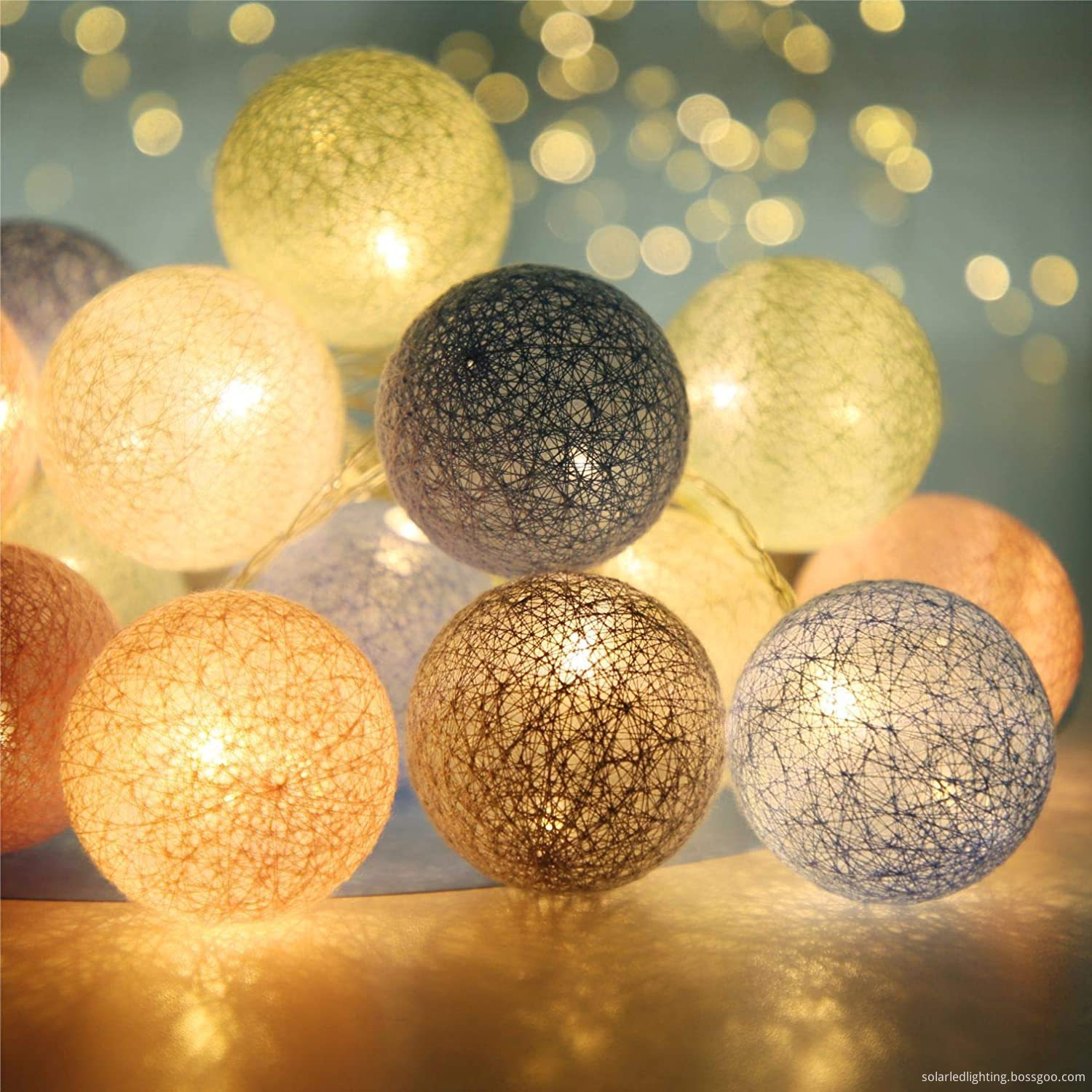 Festive LED Cotton Ball String Lights