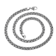 925 Sterling Silver Meteorite Pattern Coarse Necklace