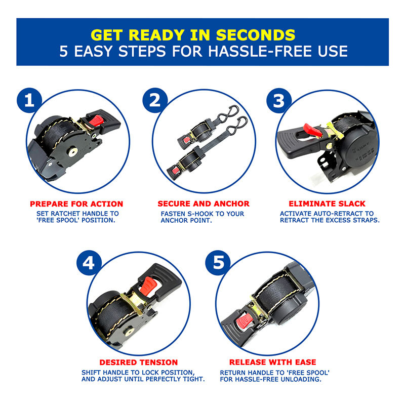 Geri Çekilebilir Cırcır Bağlama Kayışı5 Retractable Rachet Tie Down Strap5