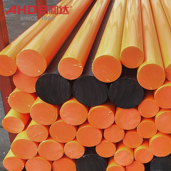 Barra de plástico redonda de HDPE naranja de tamaño personalizado en stock Orange HDPE round plastic bar custom size in stock