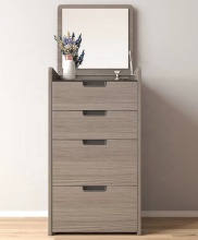 Modern Oak Wooden Cabinet Set for Bedroom: Retractable Hotel Storage Organizer with Mirror