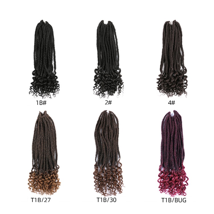 18inch box braids goddess crochet hair synthetic extension with flashy curl faux locs