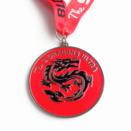 Medalha de esmalte de dragão redondo personalizado