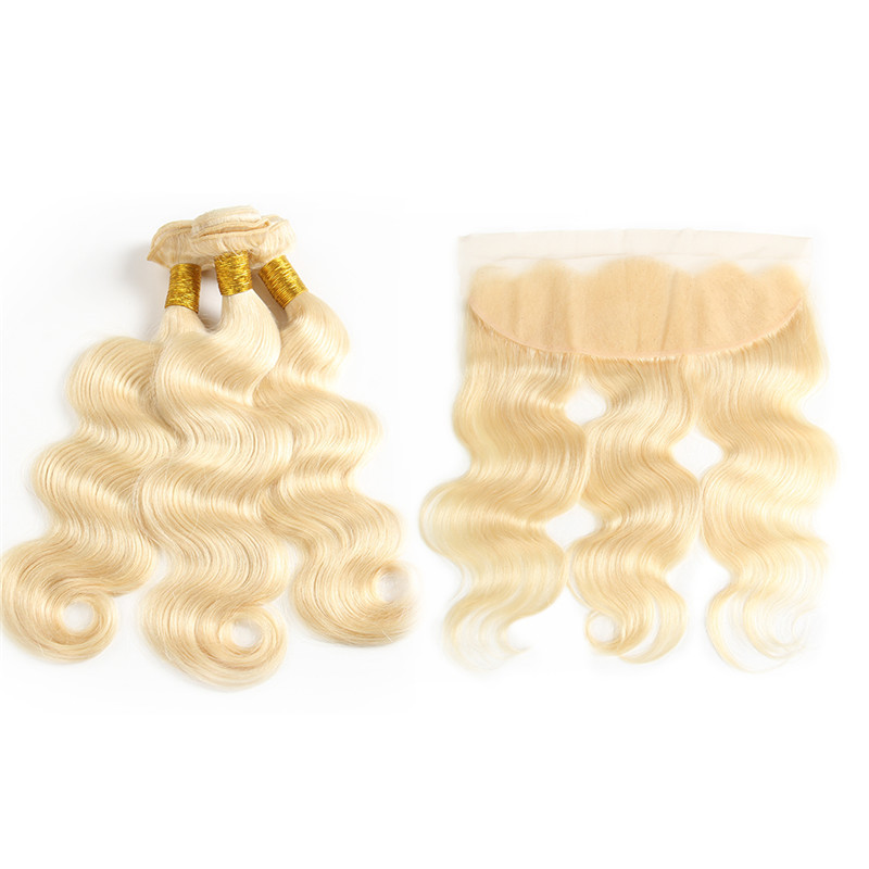 Straight Weave Blonde Hair Show 613 Color 100% Unprocessed Virgin Human Hair Hair Cuticle Lace Closure Modern Brazilian Brazil