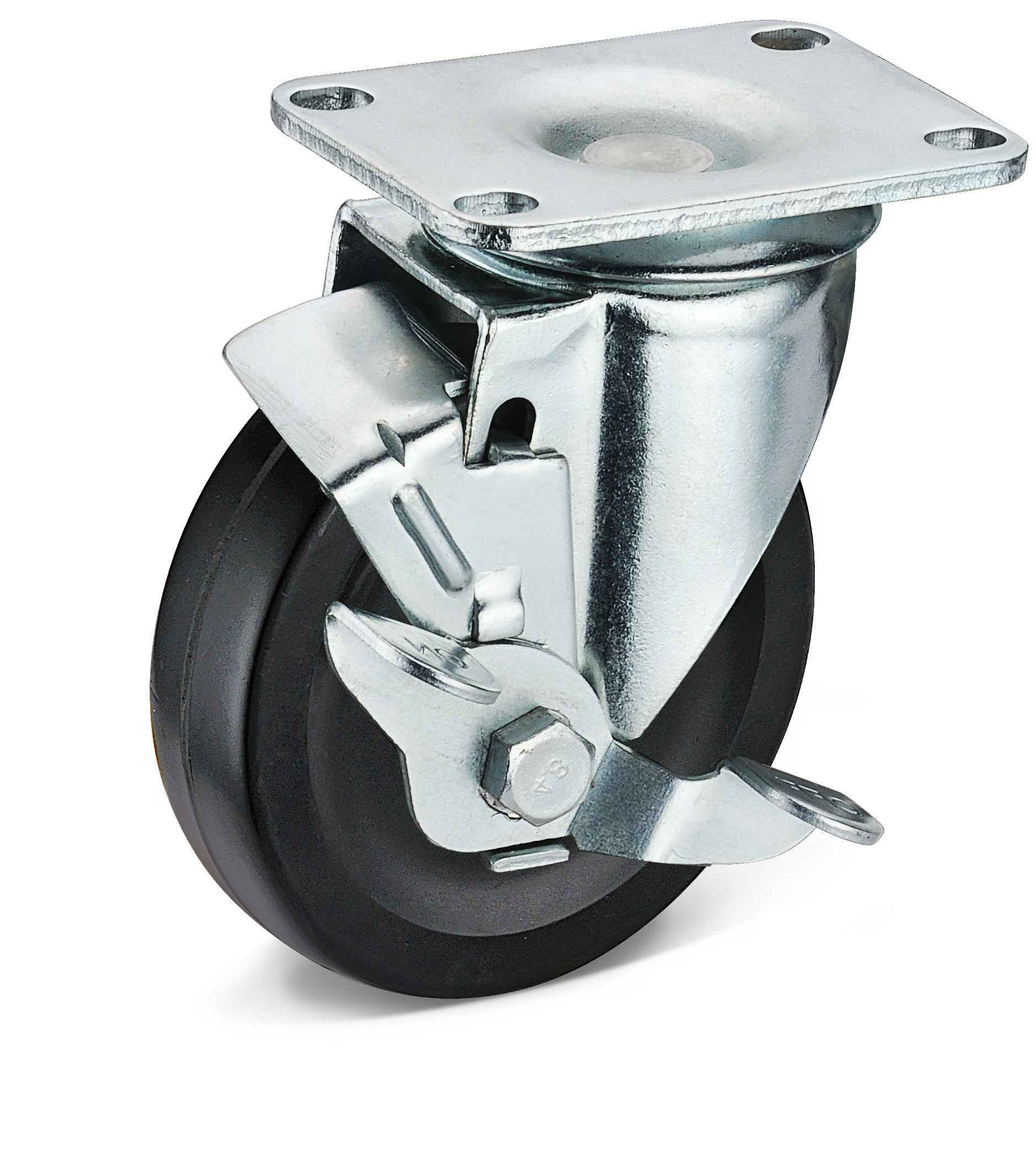 Black Rubber Side Brake Casters