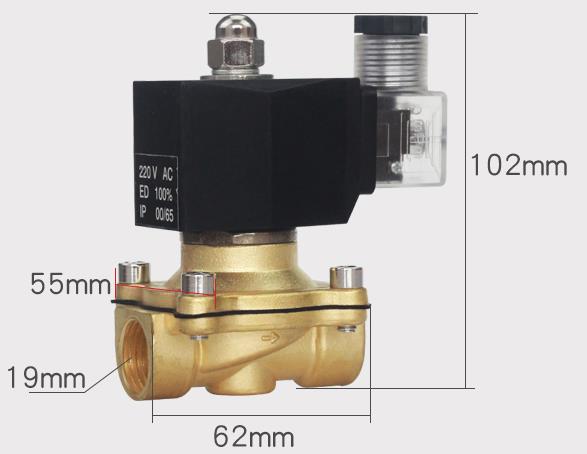 Overall dimension of AC220V, DC24V ADK11-15N/G/A Pilot Kick Solenoid Valve