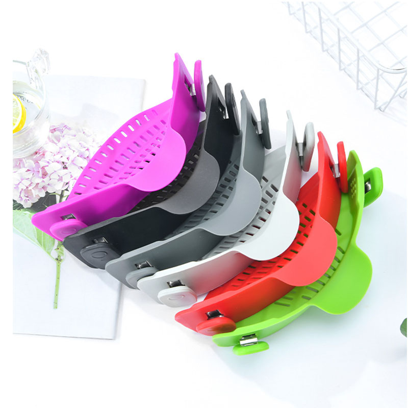 Kitchen Silicone Pot Strainer - Adjustable Snap Strainer Clip On Silicone Colander, Fits all Pots and Bowls Food Colander