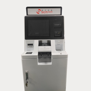 Muntbediende dispenser kiosk met ontvangstprinter en muntacceptorfuncties