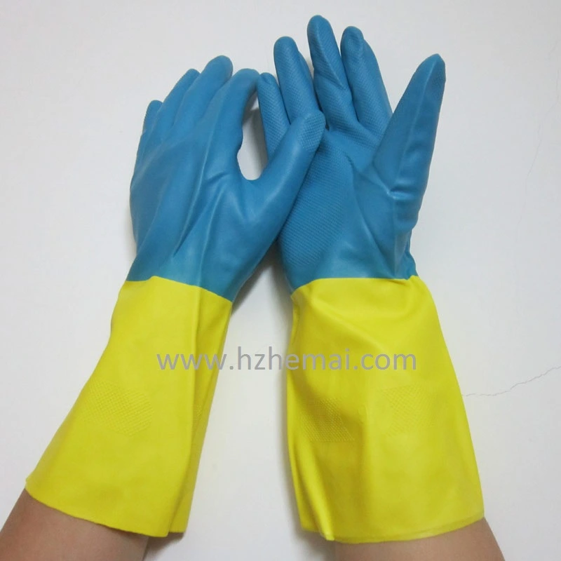 Bi-Color Gloves Neoprene Latex Gloves Safety Industry Work Glove