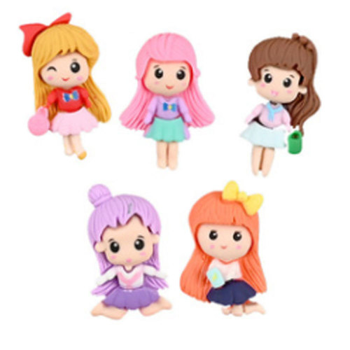 Cute Resin Flatback Girl Charms Kawaii Princess Hairclip Accessories Phone Case Ornament Jewelry Finding Supply