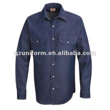 HOT!mens stone washed flame resistant Workwear denim casual shirt