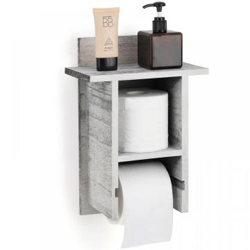 Farmhouse Toilet Tissue Roll Holder with Shelf