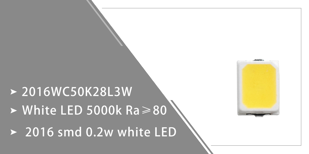 2016WC50K28L3W SMD 2016 LED Daylight White LED 5000-5500K Cool white LED SMD 60mA 24-28lm