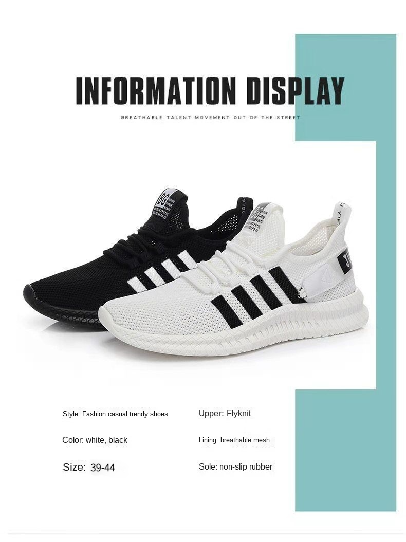 Casual shoes low cut fly woven net shoes men's sports breathable soft sole shoes wholesale in stock