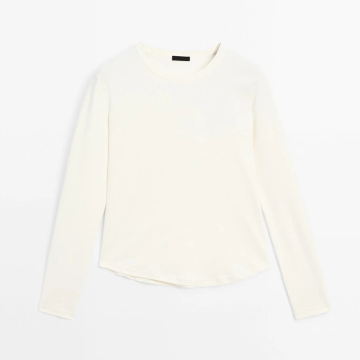 Women's basic round neck cotton comfortable long sleeved T-shirt