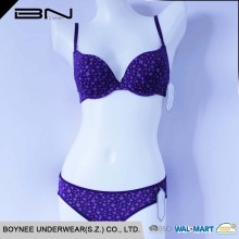 OEM printing padded bra panty set ladies sexy panty and bra sets