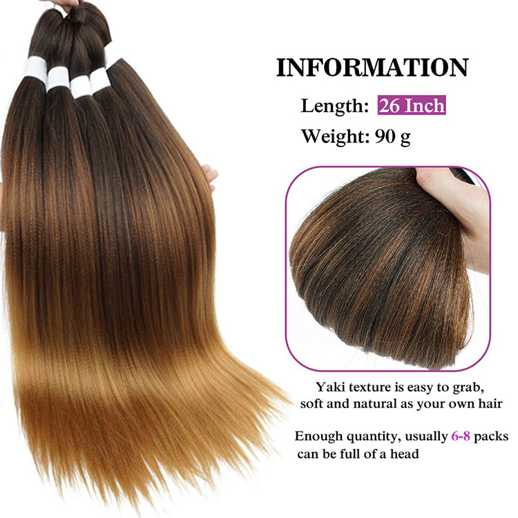 Wholesale Pre Stretched Braiding Hair Extensions Yaki Texture Hot Water Setting Easy Braid Solid And Mixed Color 26 Inch 90g