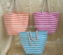 Fashion striped paper straw beach bag, Summer beach straw tote bag