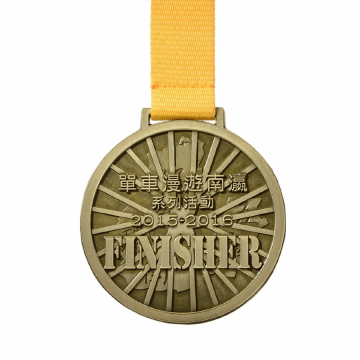 Custom raised metal bicycle medal for race