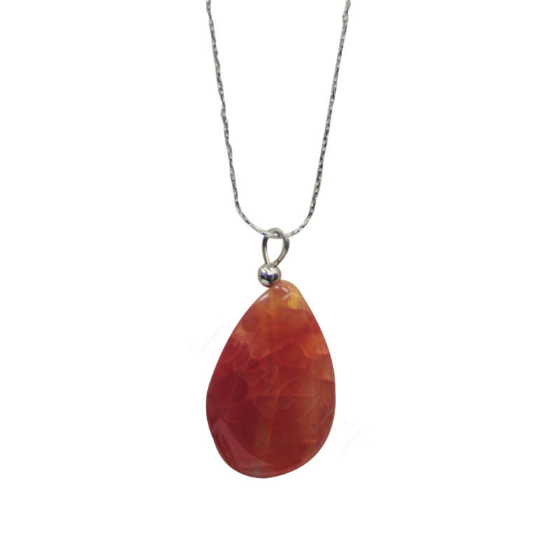 Collier d&#39;agate de pierres précieuses naturelles avec chaîne en argent