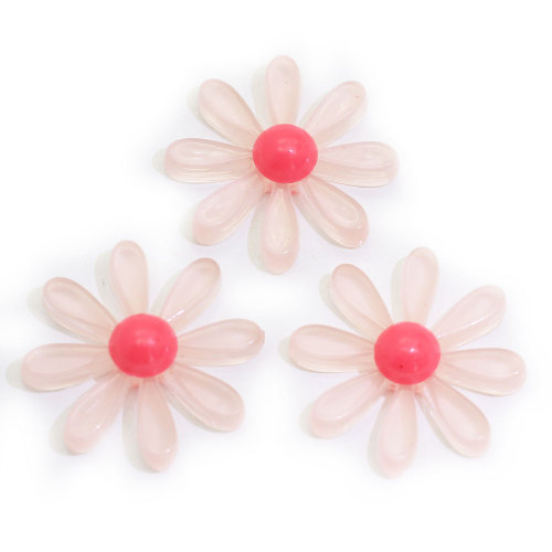 Transparent Pink Major Mini Cute Flower Shaped Resin Cabochon For Girls Garment Hair Accessories Beads Charms