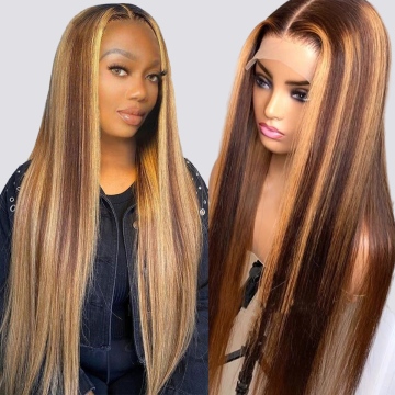 Wholesale Highlight Brazilian Hair Wigs Hd Color Highlight Lace Closure front Wig 30" Highlight Human Hair Wigs For Black Women