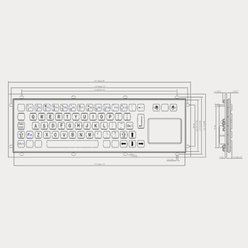 Teclado metálico con touchpad para a aplicación de quiosco