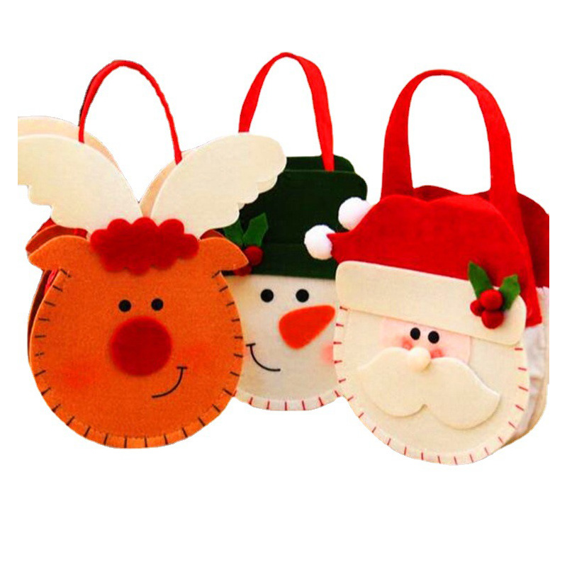 Santa Gift Bag Candy Snowflake Crisp Drawstring Bag Merry XMAS Tree Decor For Home New Year 2021 Christmas Eve Apple Bag