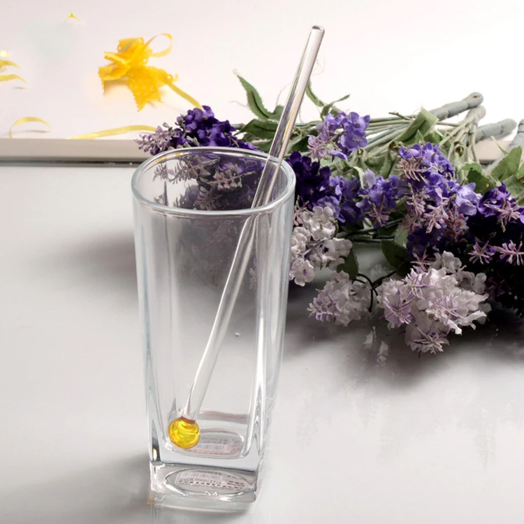 Creative Glass Drinking Stirrer with Colorful Ball