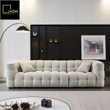 Japanese Style Lambskin Sofa - Wabisabi Marshmallow Module Cream Fabric Sofa