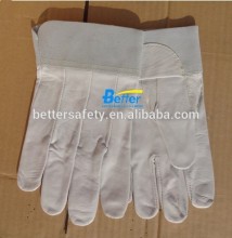Mens White Grain Leather TIG Welding Gloves Goatskin
