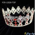 Red Rhinestone King And Queen Full Round Crowns